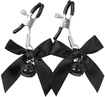Adjustable Stainless Steel Nipple Clamps with Bells – Bow Style Pressure Control Breast Clips, Weighted Nipple Toys & Decorative Intimate Accessories for Women and Couples