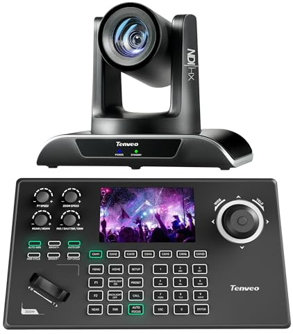 Tenveo NDI PTZ-Kamera-Set (2x Kameras + KB300PRO Controller) | Professionelles 1080P-Doppelkamera-System mit 30x Zoom PTZ & 5-Zoll-Controller für Kirche/Event/Meeting
