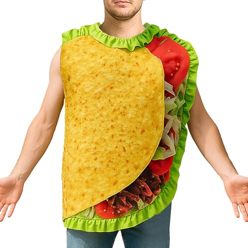 Generisch Disfraz Taco – Poliéster 106 x 59 cm | Disfraz de Taco de Halloween | disfraz de de comida para hombres, mujeres, adolescentes, adultos, actuación, sesión de fotos