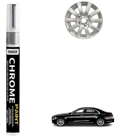 Efface Rayure Voiture,Chrome Paint,Peinture Jante,Stylo Réparation Jante,Peinture Voiture Carrosserie,Stylo Efface Rayure Voiture,Convient aux Voitures,Motos,Facile à Utiliser,Étanche,Argent (1PCS)