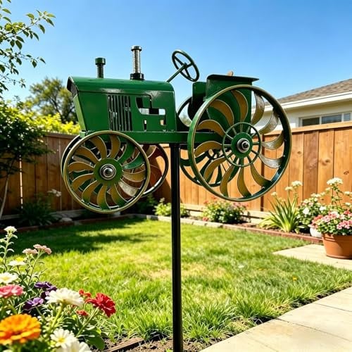 Vintage Traktor Windspiel,68cm Windrad Garten Metall 3D Windmühle, Windspiel Mit Metall Gartenpfahl, Einzigartige Und Magische Windmühle Gartens Wind Spinner, Für Garten, Rasen, Terrasse