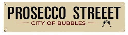 Prosecco Street City Of Bubbles Tin Sign Vintage Metal Sign Home Bar Garden Wall Decor Metal Poster 4x16 Inch