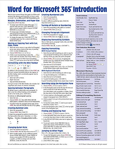 Microsoft Word for Office 365 Introduction Quick Reference Guide - Windows Version (Cheat Sheet of Instructions, Tips & Shortcuts - Laminated Card)