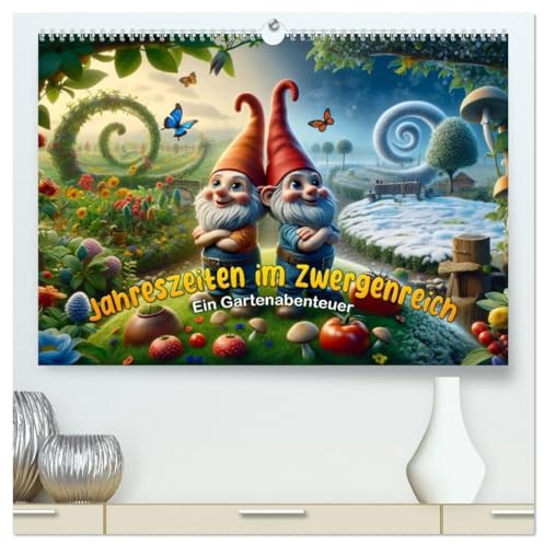 Jahreszeiten im Zwergenreich: Ein Gartenabenteuer (hochwertiger Premium Wandkalender 2026 DIN A2 quer), Kunstdruck in Hochglanz: Zwergen-Glück das ganze Jahr! (CALVENDO Hobbys)