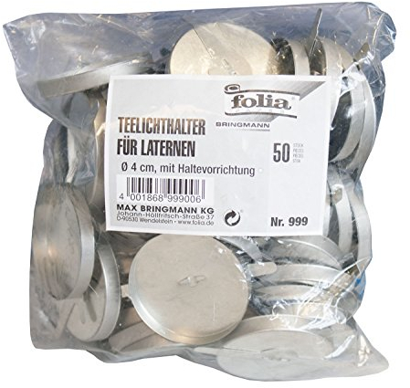 folia 999 - Teelichthalter für Laternen, 50 Stück, mit Haltevorrichtung