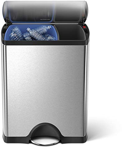 simplehuman CW1830 cubo de reciclaje rectangular, acero inoxidable cepillado, 46 L (30/16)
