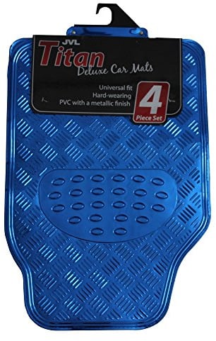 JVL 01-693 Titan Automatten-Set Metallisch mit Gummirückseite, Blau 4-teilig