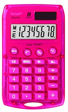 Rebell RE-Starlet P Taschenrechner, Dual-Power 8-stelliger, rosa