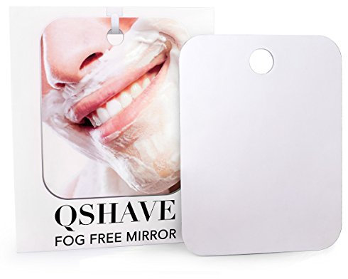 QSHAVE Espejo de Ducha sin Niebla de Gran tamaño con Campana de succión y Gancho Adhesivo Afeitado sin Niebla