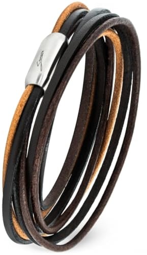 Simaru Designer Lederarmband – Wickelarmband für Herren & Damen aus pflanzlich gegerbtem Leder mit Edelstahl Magnet Verschluss – Made in Germany (braun (Größe XL))