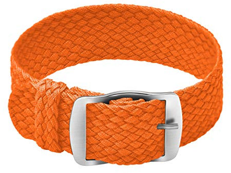 ULLCHRO Unisex Perlon Nylon Armband mit Edelstahl Silberne Schnalle 20mm Orange