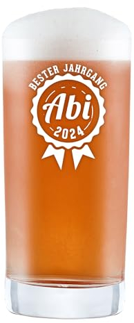 AMAVEL Trinkglas mit Bester Jahrgang Gravur zum Abitur 2025, Longdrinkglas für Cocktails, Saft oder Craft Bier, 0,5L