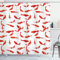 ABAKUHAUS Koi Fisch Duschvorhang, Koi Schwarm Meeres, Stoffliches Gewebe Badezimmerdekorationsset mit Haken, 175 x 180 cm, Orange