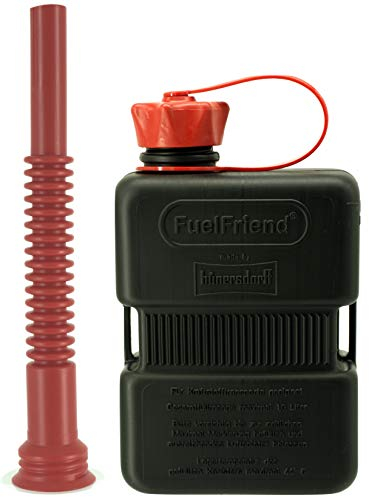 FuelFriend®-PLUS 1 Liter - Sonderserie Schwarz - Benzinkanister Mini-Reservekanister + Flexibles Auslaufrohr