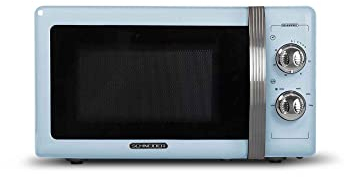 SCHNEIDER SMW20VMBL, Micro ondes Vintage, Monofonction, 700 watts, 20 litres, Contrôle mécanique, Fonction décongélation, Plateau tournant (24.5cm), Bleu