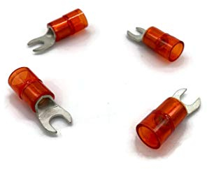 eXODA Gabelkabelschuh 6mm2 bis 10mm2 M5 isoliert 4x Ringöse Pressöse Quetschkabelschuhe rot