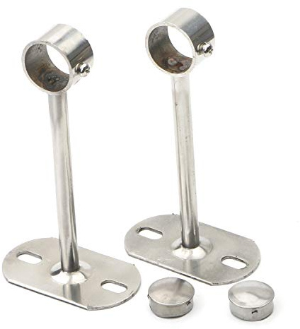 Pxyelec 1 inch Dia Shower Curtain Closet Wardrobe Rod Lever Support Holder Pipe Flange Socket Ceiling Mount Bracket Fitting Parts Supports Adjust Fixed, Stainless Steel, Pack of 2
