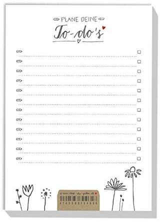 Eine der Guten A6 To-Do-Block, 50 Blatt Recyclingpapier Notizblock zum abreißen, Blumen Design Notizzettel Abreißblock, Weiß Grau Beige, Organizer für Einkaufsliste, Küche, Team