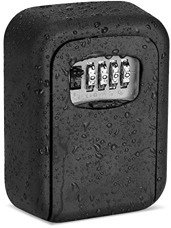 DAYGOS Schlüsselbox mit Code für Draußen, Schlüsseltresor Wasserdichter Schlüsselsafe Kombinationsschlüssel, Zinklegierung Schlüsselkasten mit rücksetzbarem Code für Hausersatzschlüssel（schwarz）