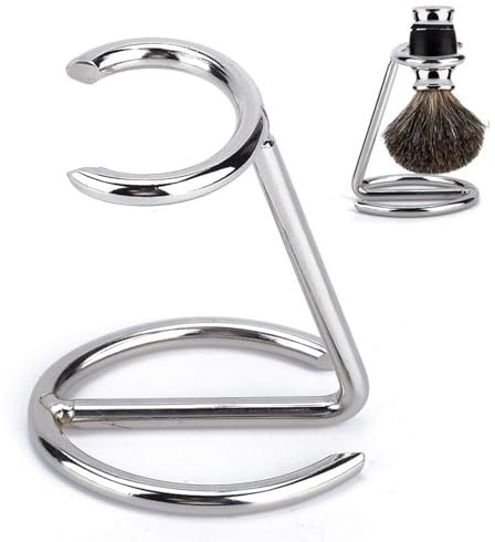 Fictory Rasierpinselhalter Edelstahl – 2in1 Ständer für Pinsel & Rasierer | Rasierpinsel Herren Halter, Edelstahl rostfrei, rutschfeste Basis, kompakt, für Salon, Bad & Reise
