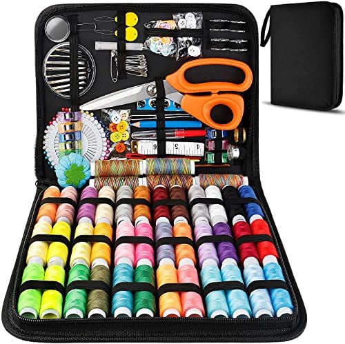 MARQUEEN Professionelles großes Nähset, 200 Premium-Nähzubehör, inklusive Schneiderschere, 41 XL-Fadenspulen und 30 Nadeln, geeignet für Reisende, Erwachsene, Kinder, Anfänger, Notfall, Heimwerker und
