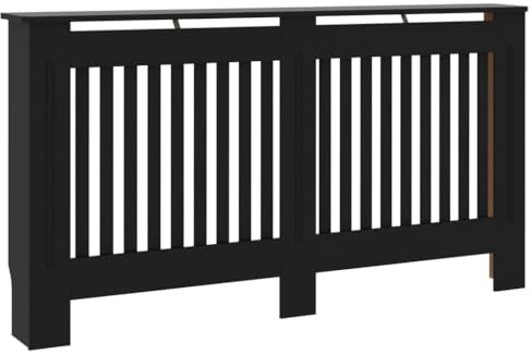 vidaXL Heizkörperverkleidung mit vertikalen Latten Heizkörperabdeckung Heizungsverkleidung Heizung Heizkörper Abdeckung Schwarz 152x19x81,5cm MDF