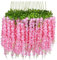 Cettkowns Lot de 24 guirlandes de glycine artificielles à suspendre en soie pour maison, jardin, mariage, décoration de fête (rose)