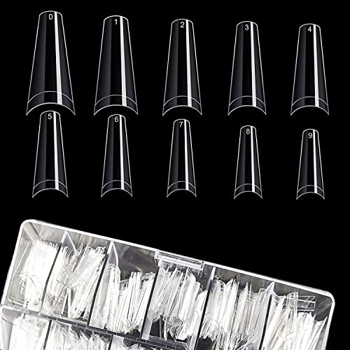 SUNJIOR 500 Pièces Fake Nail Tips faux ongles en acrylique, 10 tailles différentes pour Femmes Dames Filles