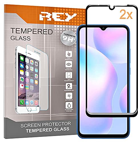 2X Protector de Pantalla 3D para XIAOMI REDMI 9A - XIAOMI REDMI 9C - XIAOMI REDMI 9AT, Negro, Protección Completa, 3D / 4D / 5D