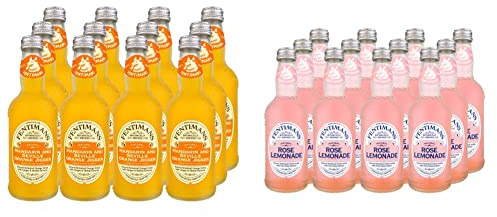 Fentimans Mandarin and Seville Orange Jigger, 275 ml (Pack of 12) & Rose Lemonade, 12 x 275 ml Bottles