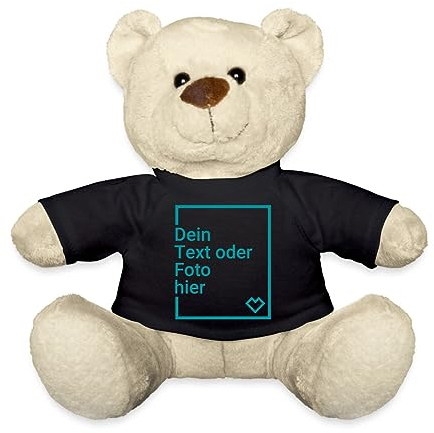 Spreadshirt Personalisierbarer Teddy Kuscheltier Selbst Gestalten mit Text und Foto Teddy, One Size, Schwarz