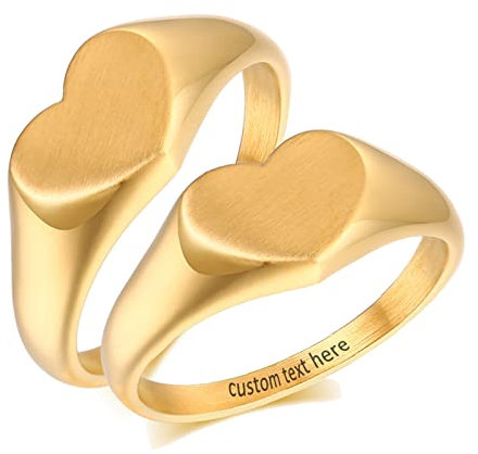 ANAZOZ 2 Stück Eheringe Paarpreis Edelstahl Herz Eheringe Elegant Freundschaftsringe Gold Trauringe Hammerschlag mit Kostenlos Gravur