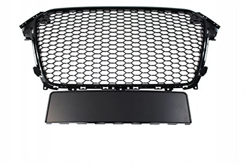 Griglia anteriore sportiva compatibile con Audi A4 B8 Rs-Style Nero brillante 2012 2013 2014 2015 GV-4459 Griglia anteriore centrale per sport a nido d'ape griglia a rete sportiva