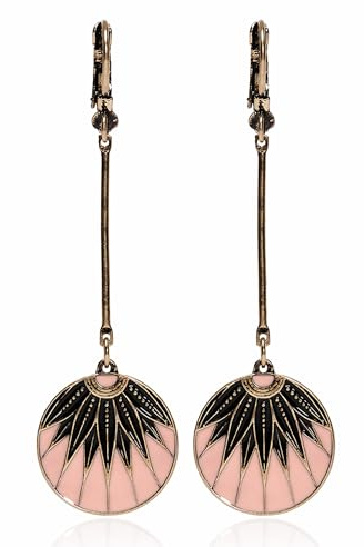 Lovett & Co - Art Deco Disc Gold Leaf Drop Earrings For Women | Perfect Earrings for Women who Love Gatsby Style Handmade Vintage Jewellery | Designed in the UK