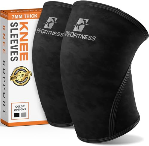 ProFitness Rodilleras para levantamiento de pesas para hombres y mujeres (par) – Rodillera de 7 mm que funciona como rodillera para mujeres y hombres, soporte de rodilla en el gimnasio para