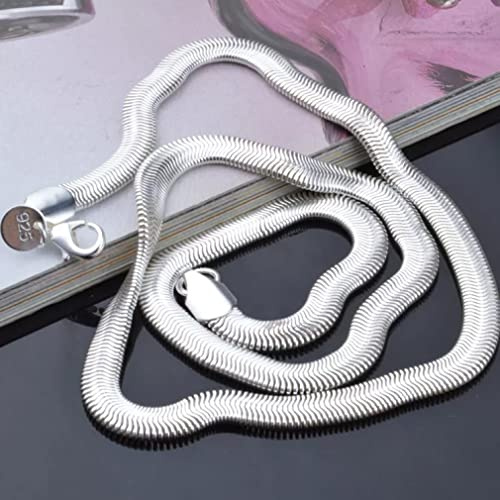 Equirider 925 Sterling Silber 16/18/20/22/24 Zoll 6 mm Flache Schlangenkette Halskette für Frauen Mann Hochzeitsschmuck