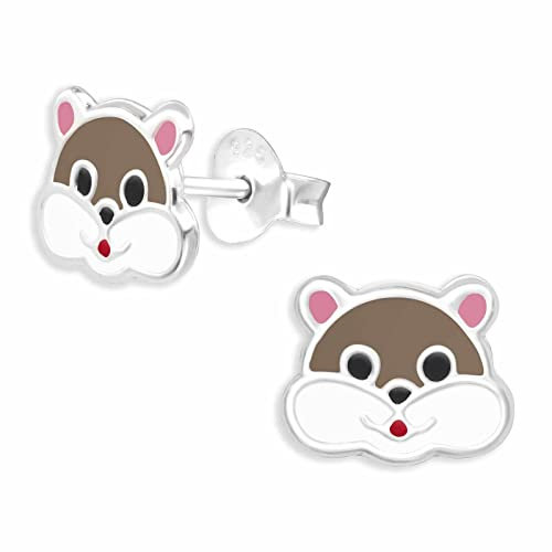 Monkimau Hamster Ohrstecker Ohrringe aus 925 Silber Schmuck Silberohrringe Medizinisch für Kinder Mädchen Damen Frauen