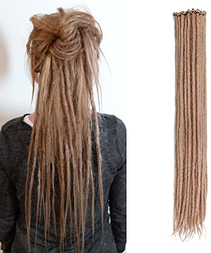 20 Zoll 20 Stränge/Pack Synthetische Dreadlocks Verlängerungen Dünne 0,6cm Gehäkelte Geflochtene Haare Weiche Dreads Einseitige Dreadlocks Reggae Hip-Hop Hippie Stil, Tiefblond 24#