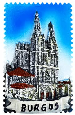 Burgos España - Imán para nevera, recuerdo de viaje, decoración 3D, adhesivo magnético pintado a mano