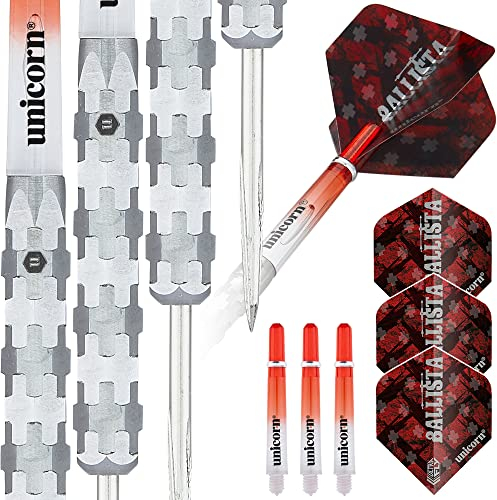 ‎Unicorn Steel Tip Professional Darts Set | Ballista Style 1 | 90% Natural Tungsten Barrels & Volute Points | 21 g