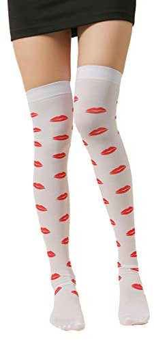 Zylione Socken Kostüm Drucke Party Accessoires Socken Frauen Herz Liebe Tag Valentinstag Socken Geschenke für Männer Frauen (White, One Size)