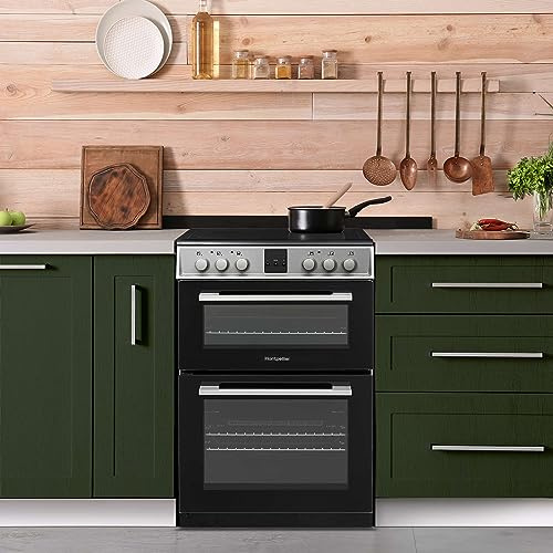 Montpellier MDOC60FS 600mm Double Electric Oven Ceramic Hob Fan Oven Silver