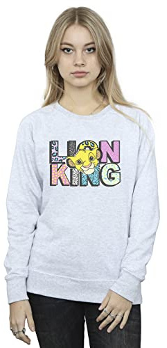Disney Women's The Lion King Pattern Logo Sweatshirt Sport Grey Large