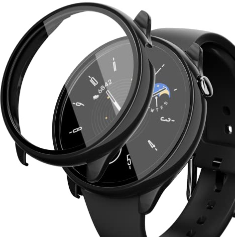 Screen Protector for Amazfit GTR Mini Smartwatch, 2-Pack Hard PC Bumper Full Face Cover Protective Case Accessories for Amazfit GTR Mini Men Women (Black+Black)