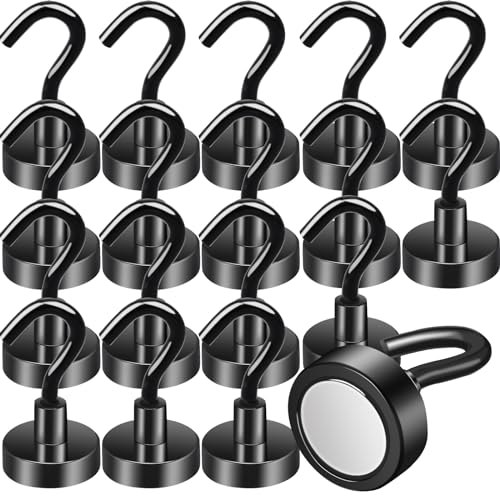 MIN CI 18pcs Calamite Potenti Ganci Magnetici Extra Forti, 20mm Magneti Neodimio, Gancio Magnetico Nero Calamite Neodimio Ganci Cucina