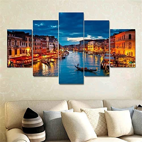 Leinwand Wandkunst Bild 5 Stück Stadtbild Von Venedig Rahmenlos 150 X 80 Cm Leinwanddrucke Kunstdrucke Dekoration Kunstwerk Moderne Bilder Für Home Dekorationen Wohnzimmer Kinderzimmer Schla -6M6J/T1