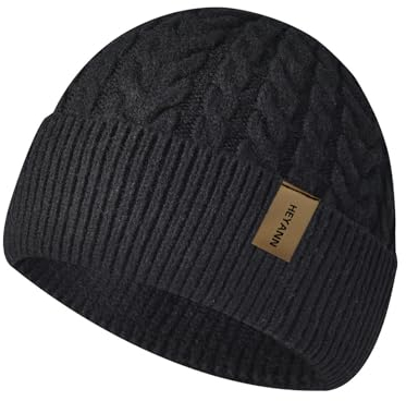 HEYANN Winter Strickmütze Damen Schirmmütze Twist Strickmütze Schädel Cap Beanie Mütze Hüte Mützen Caps Gestrickte Damen Unisex Mütze für Skifahren Sport (Schwarz)