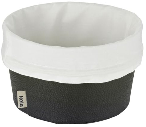 kela Brotkorb - Schwarz - Weiß - Kunstleder - Baumwolle - 19 x 11 cm - rund