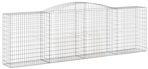 Makastle Set de 7 Parterre surélevé en Gabions arqués, jardinière en Cage à Pierre, Lit Surélevé à Gabion, Parterre de Fleurs Jardin Terrasse Extérieur Jardinière Panier à Pierres, 400x50x120/140 cm