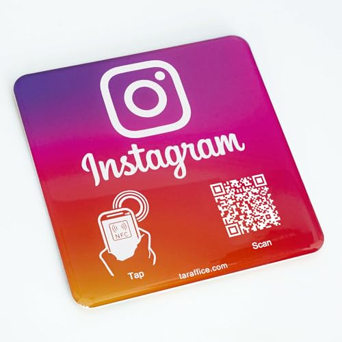 Taraffice Epoxy-Social-Media-NFC-Platte | Kompatibel mit iPhone und Android | Für Unternehmen, Firmen, Geschäfte, Restaurants, Bars, Cafés, Fastfood-Restaurants, Pizzerien (Instagram (10x